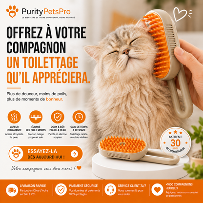 3-in-1 Dampf-Pflegebürste für Katzen und Hunde