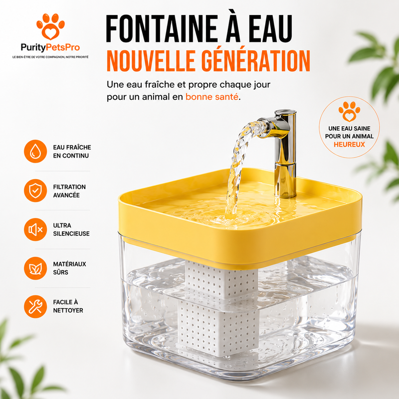 Fontaine à Eau Automatique pour Chats & Chiens | Ultra Silencieuse – Filtration Continue – 2L