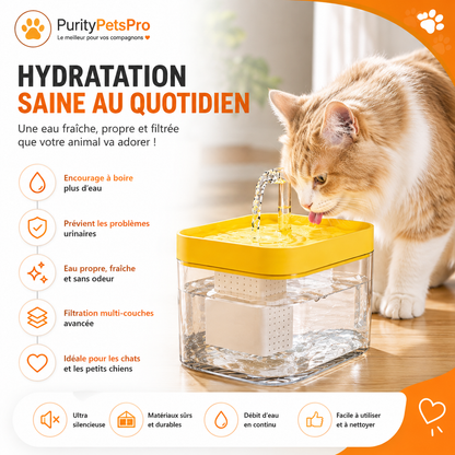 Fontaine à Eau Automatique pour Chats & Chiens | Ultra Silencieuse – Filtration Continue – 2L