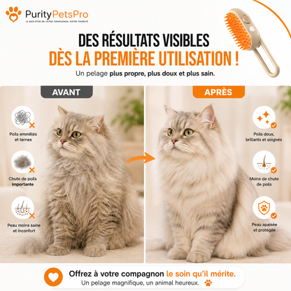3-in-1 Dampf-Pflegebürste für Katzen und Hunde